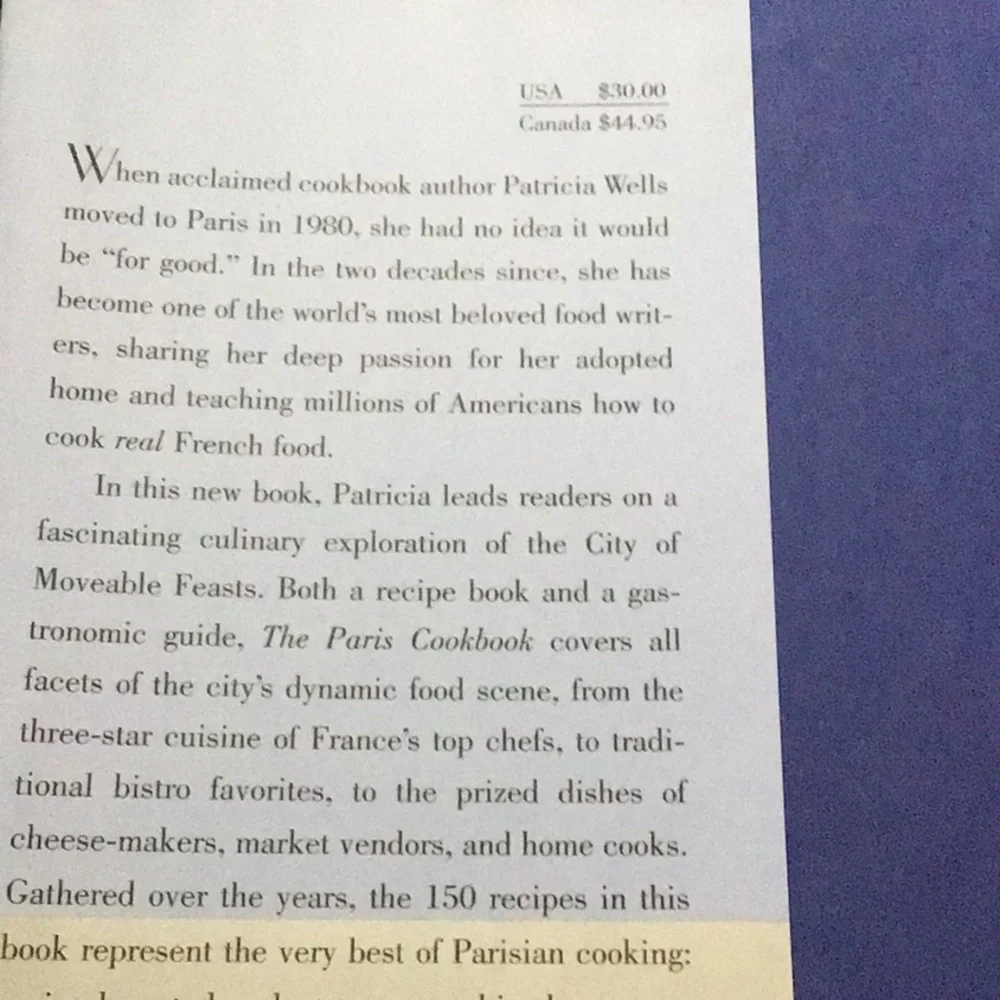 The Paris Cookbook by Patricia‎ Wells NWT